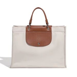 Elegant Cream and Brown Handbag